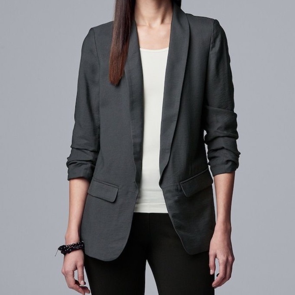 Simply Vera Vera Wang Jackets & Blazers - Gray Slouch Sleeve Blazer